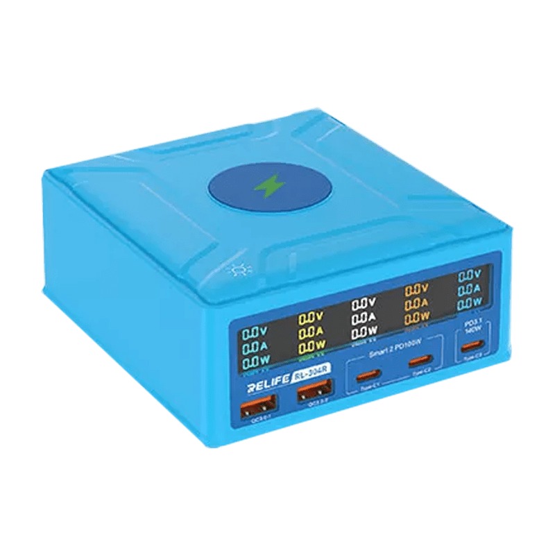 Relife Rl-304R, 6 port 260W GAN(Smart digital display USB, Supports All Phones & Tablet)